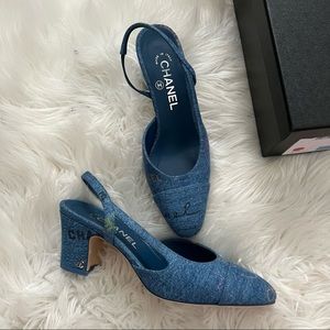 Chanel Denim Slingback pumps